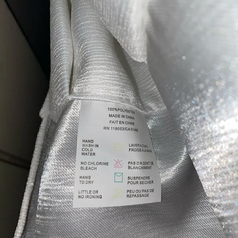 Textured 2 panel curtains bright white sz 82” length